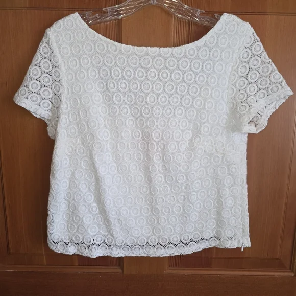 Lilly Pulitzer White Crochet Side Zip Lined Blouse Size Small - Picture 1 of 10
